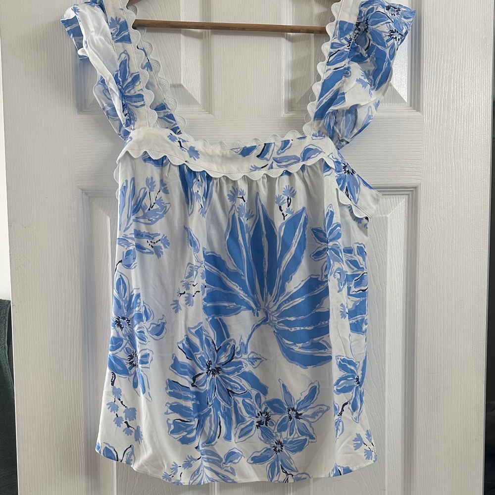 Lilly Pulitzer GYAH Sleeveless top resort white jet set jungle size L NWT - Picture 2 of 4